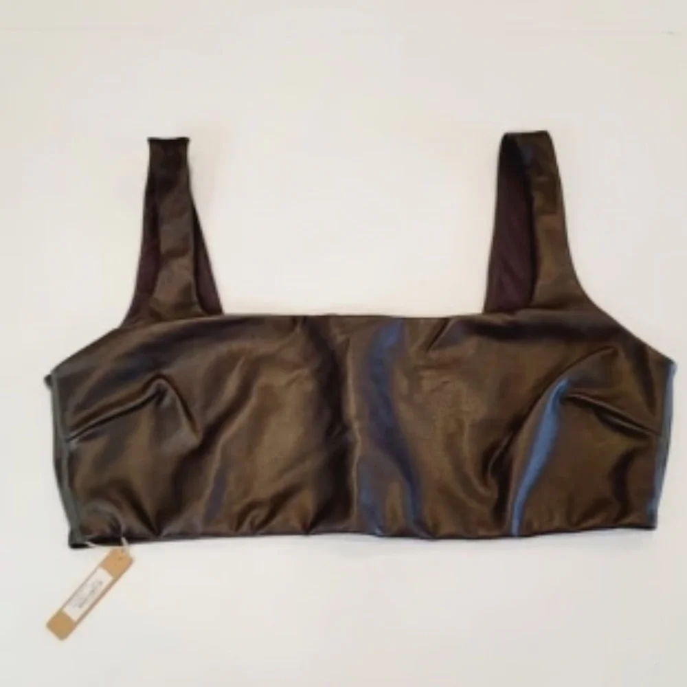 SKIMS Brown Faux Leather Bra Sz L - Picture 5 of 8